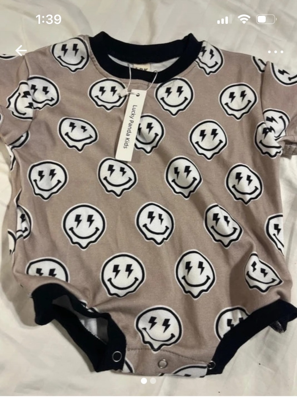 Taupe Smiley One-Piece with Black Trim